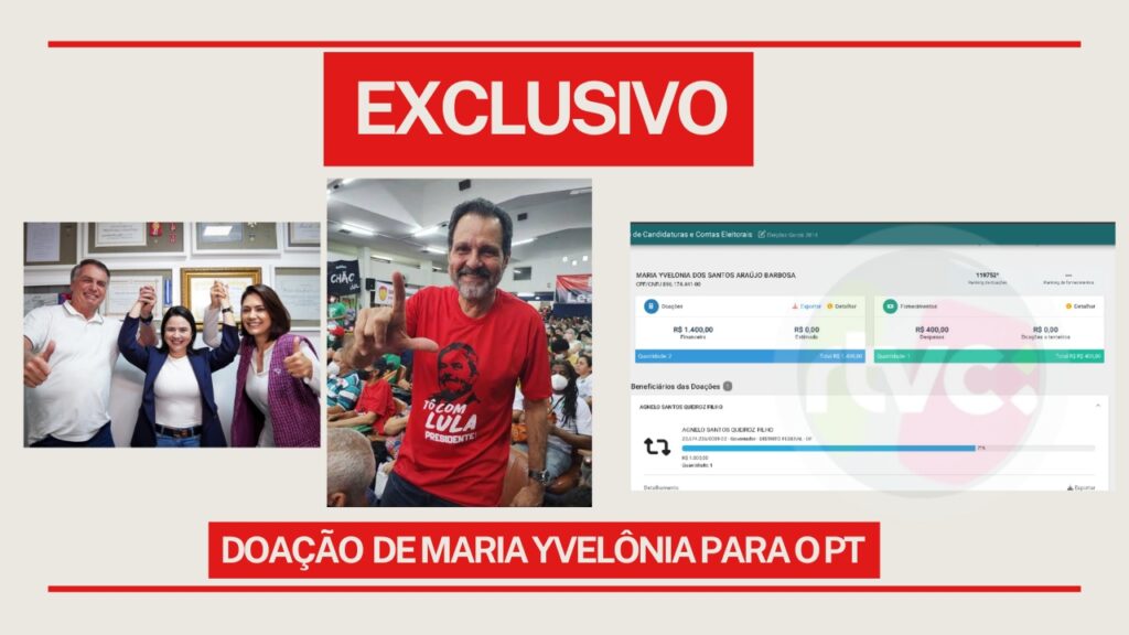 MARIA YVELONIA, DOADORA DE CAMPANHA DO PT, TEM APOIO DO CASAL BOLSONARO